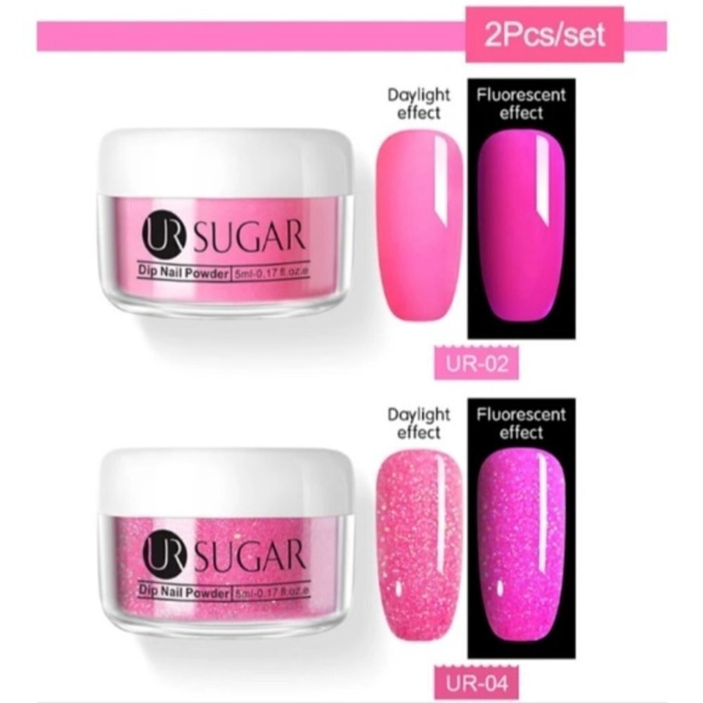 Set of 2 Neon Fluorescence Dipping Nail powder